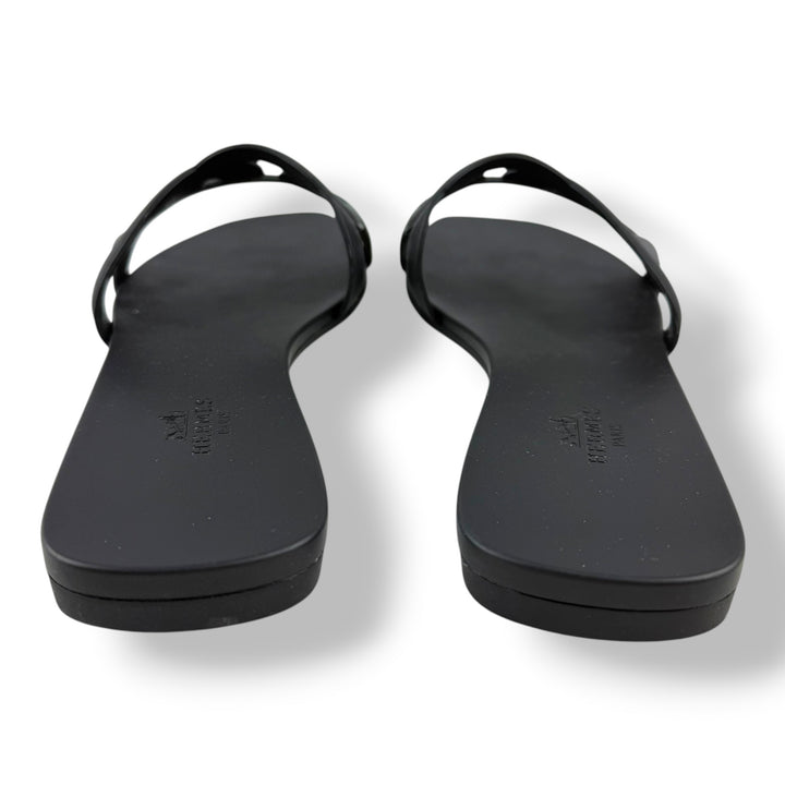 Hermes Aloha Black Flat Slides UK 5 EU 38