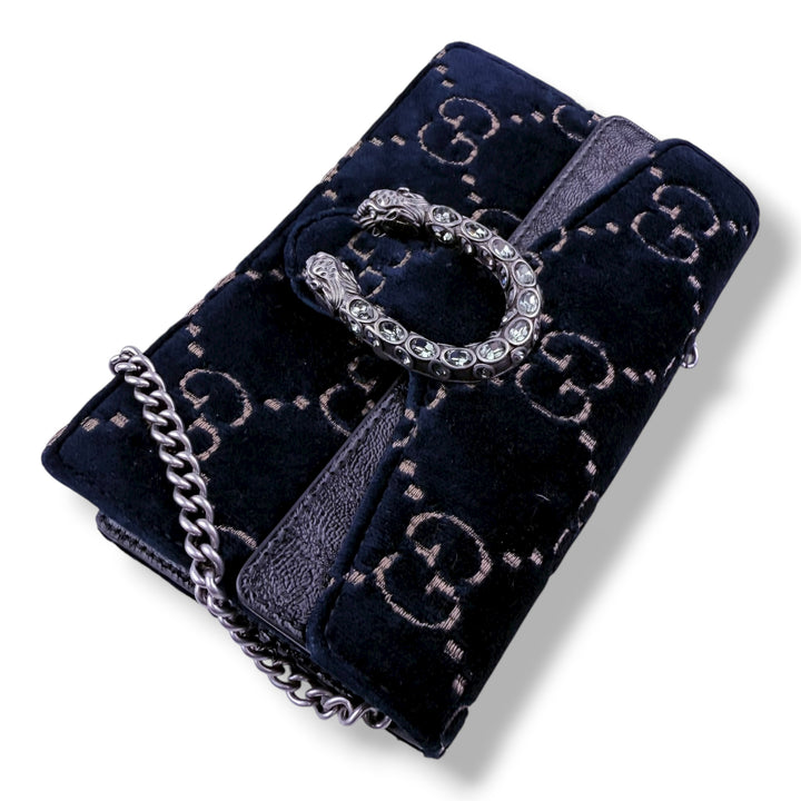 Gucci GG Dionysus Navy Velvet Super Mini Handbag