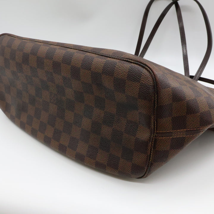 Louis Vuitton Brown Damier Neverfull MM Handbag W/ Clutch Pouch