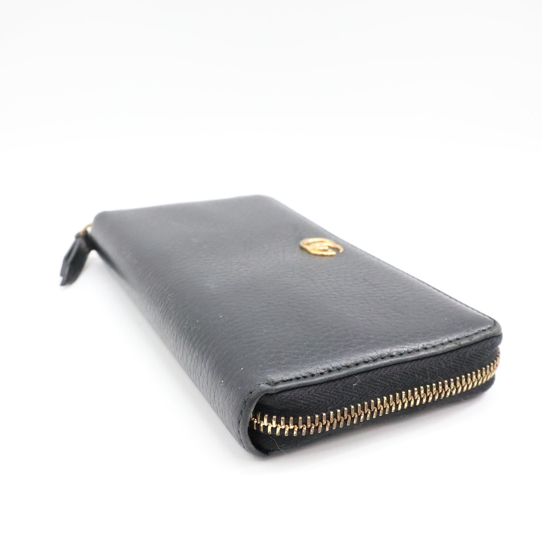 Gucci GG Black GG Marmont Zip Around Wallet