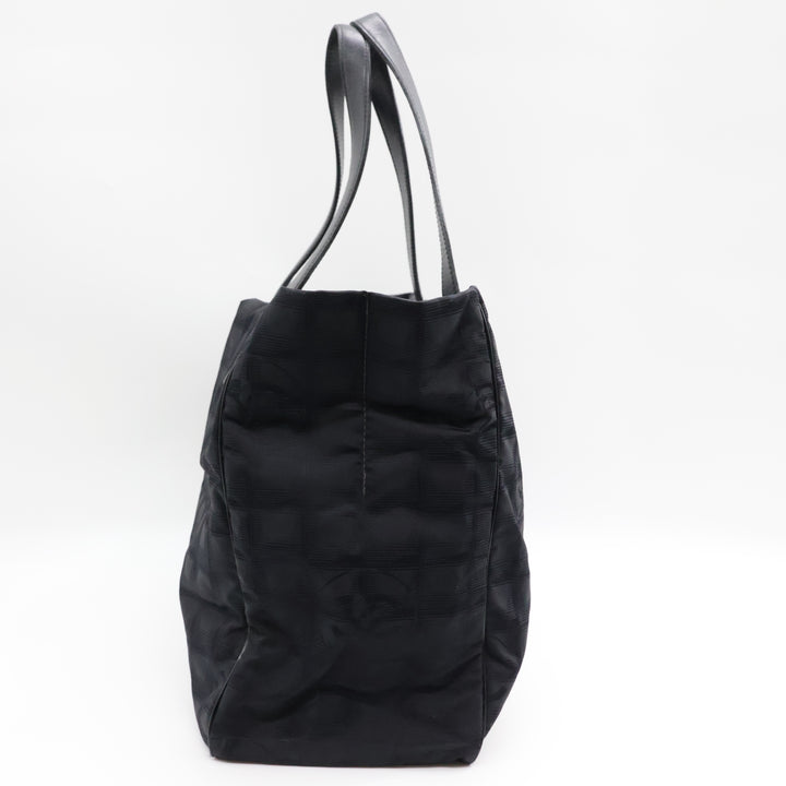 Chanel Black Travel Line Canvas Tote Handbag