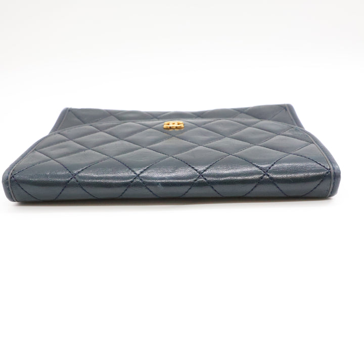 Chanel Navy Lambskin Vintage Mini Matelasse Handbag