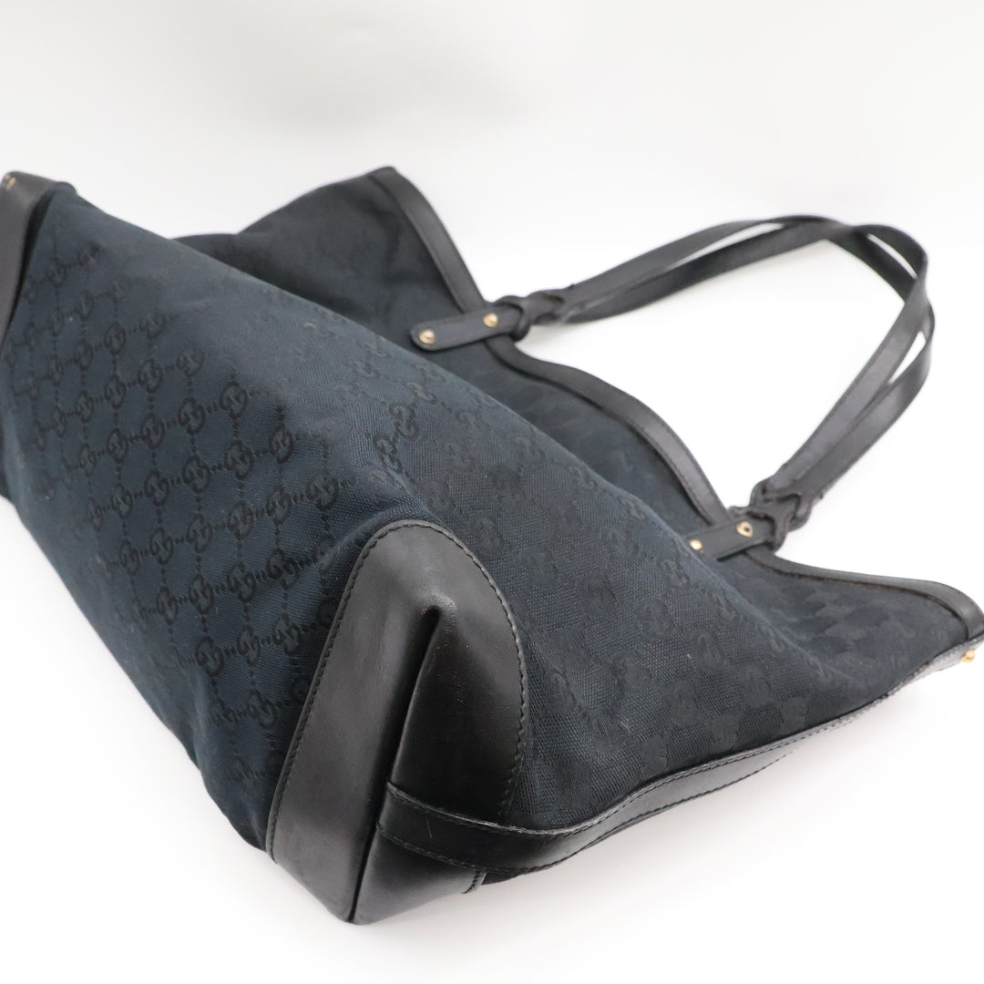 Gucci GG Black Monogram Tote Handbag W/ Pouch