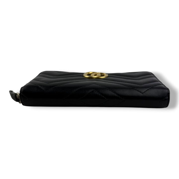Gucci GG Marmont Black Leather Zip Around Wallet