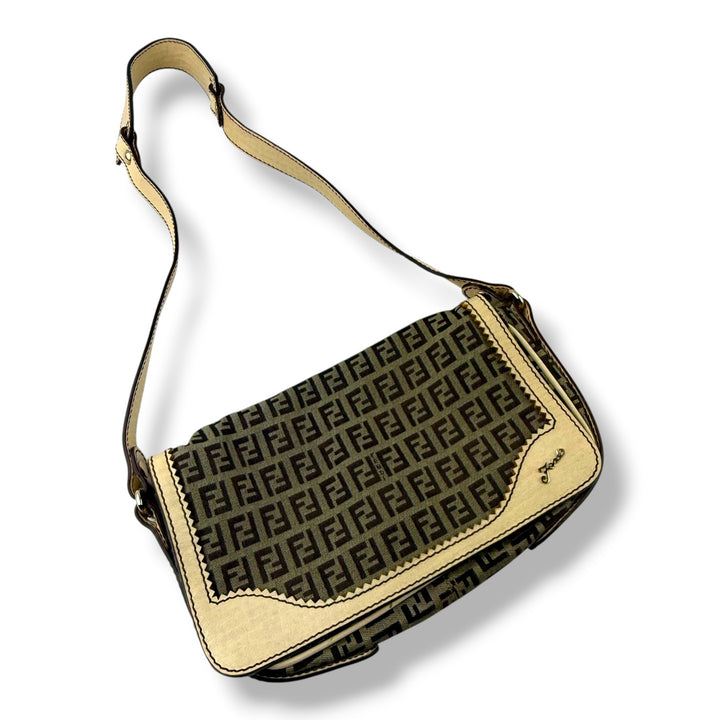 Fendi Beige Zucca Canvas Shoulder Handbag