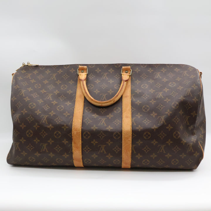 Louis Vuitton Bandouliere Vintage Brown Monogram 55 Keepall Duffle Bag