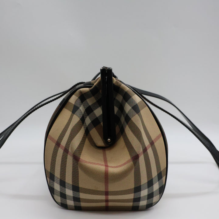 Burberry Nova Vintage Check Beige Bowling Tote Handbag