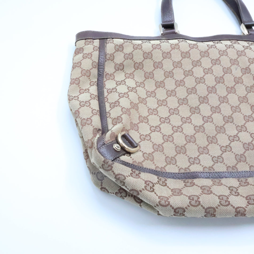 Gucci Abbey GG Beige/Brown Canvas Tote Handbag