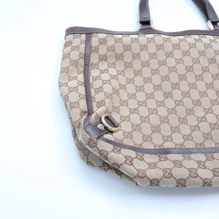 Gucci Abbey GG Beige/Brown Canvas Tote Handbag