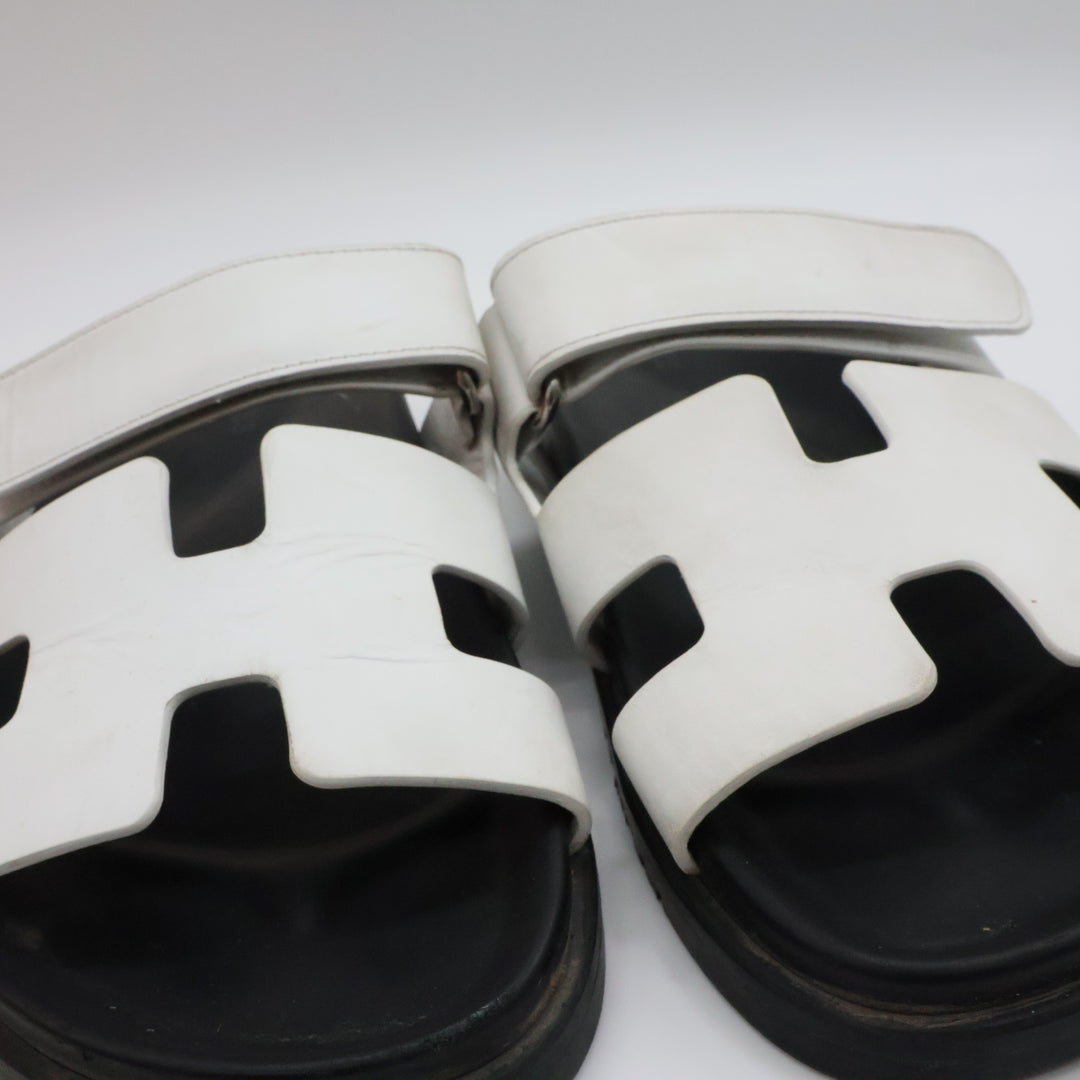 Hermes Chypre Black/White Sandals UK 5 EU 38