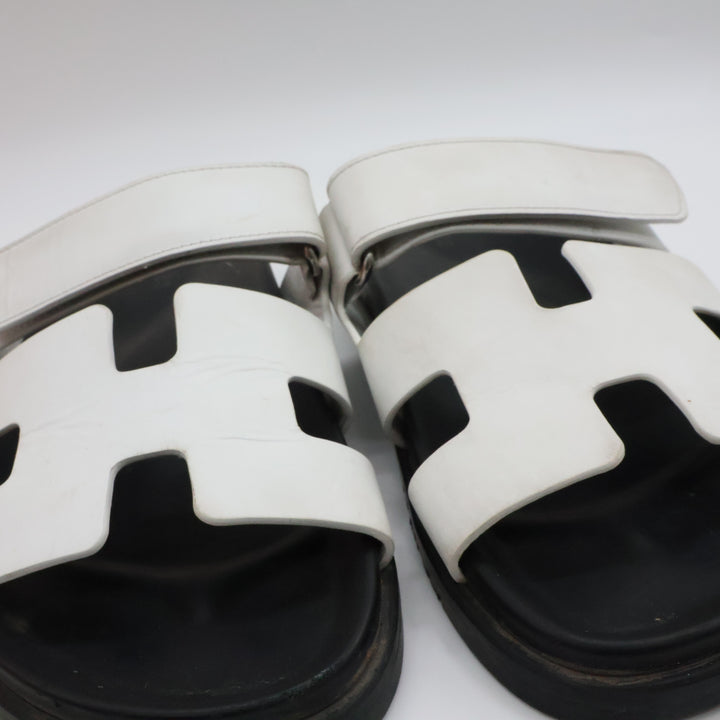Hermes Chypre Black/White Sandals UK 5 EU 38
