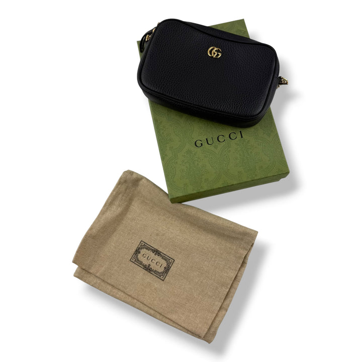 Gucci GG Marmont Black Leather Mini Camera Handbag