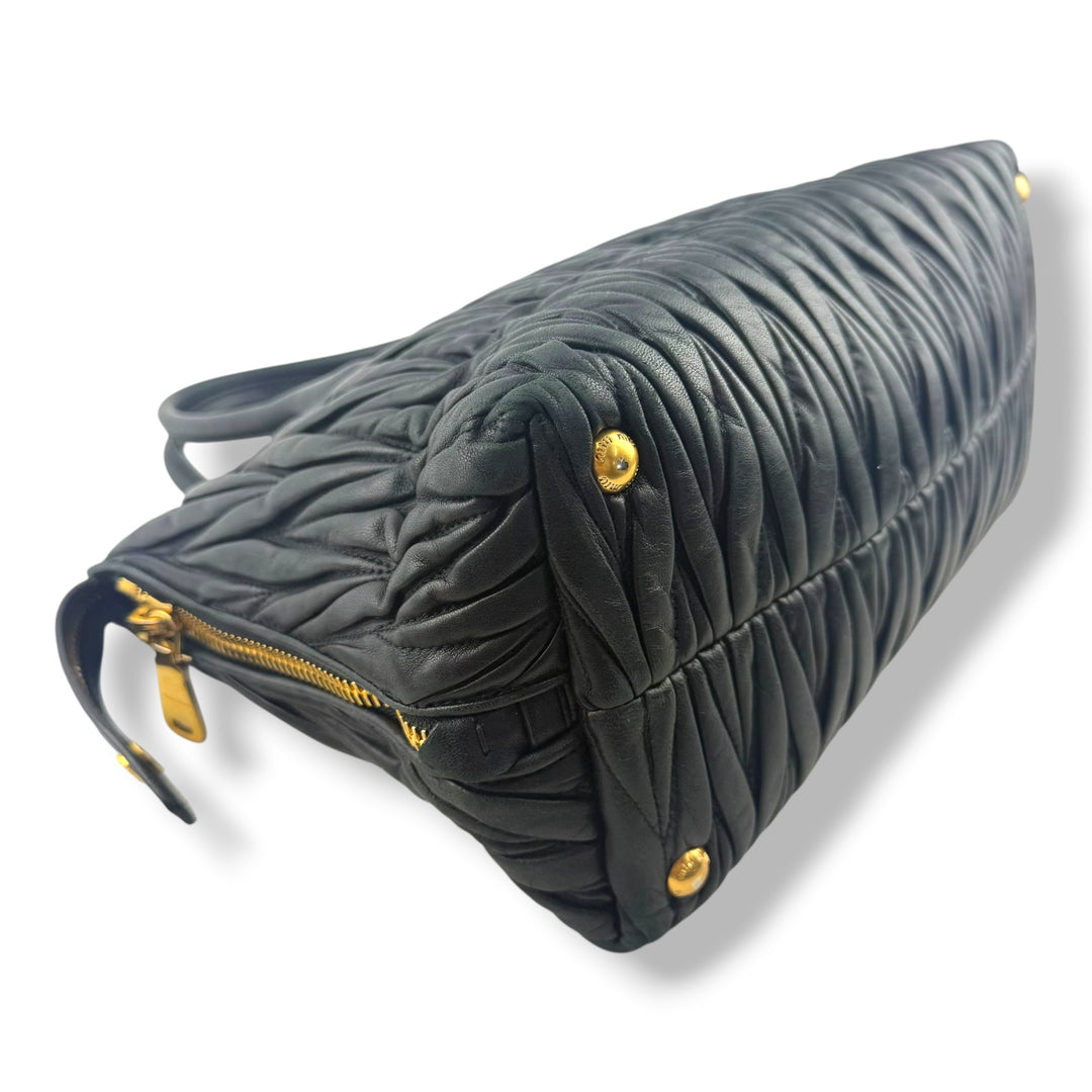 Miu Miu Black Nappa Leather Tote Handbag