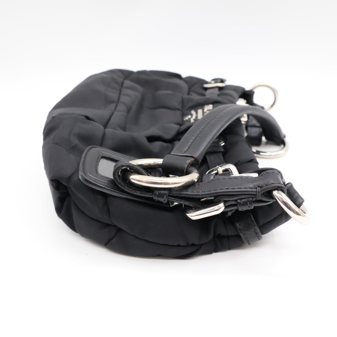 Prada Tessuto Black Nylon Hobo Shoulder Bag