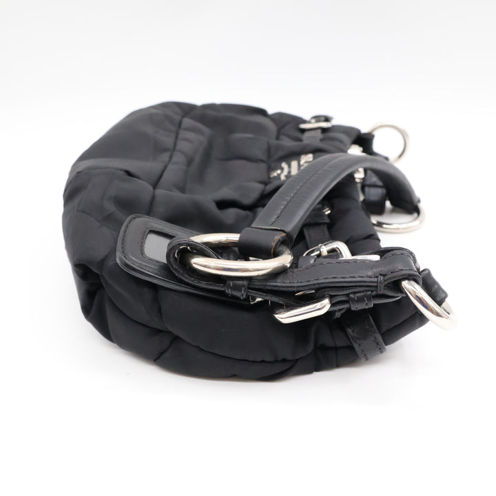 Prada Tessuto Black Nylon Hobo Shoulder Bag