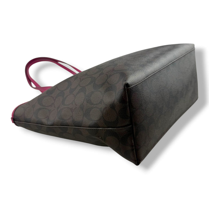 Coach Signature Brown City Tote Handbag