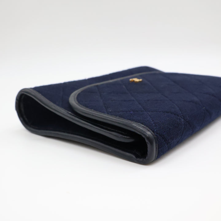 Chanel Navy Quilted Cotton Vintage Mini Matelasse Handbag