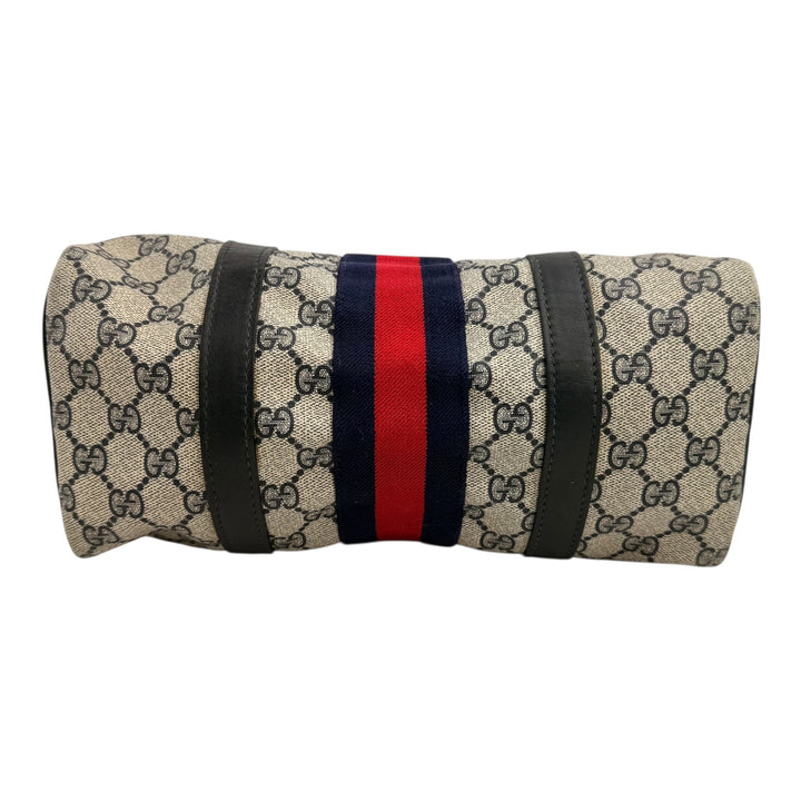 Gucci Beige/Navy GG Monogram Sherry Line Boston Canvas Bag