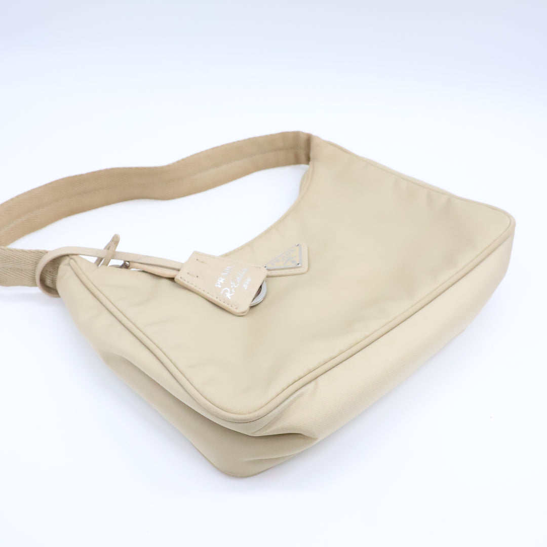 Prada Beige Nylon Re-Nylon Re-Edition 2000 Pochette Handbag