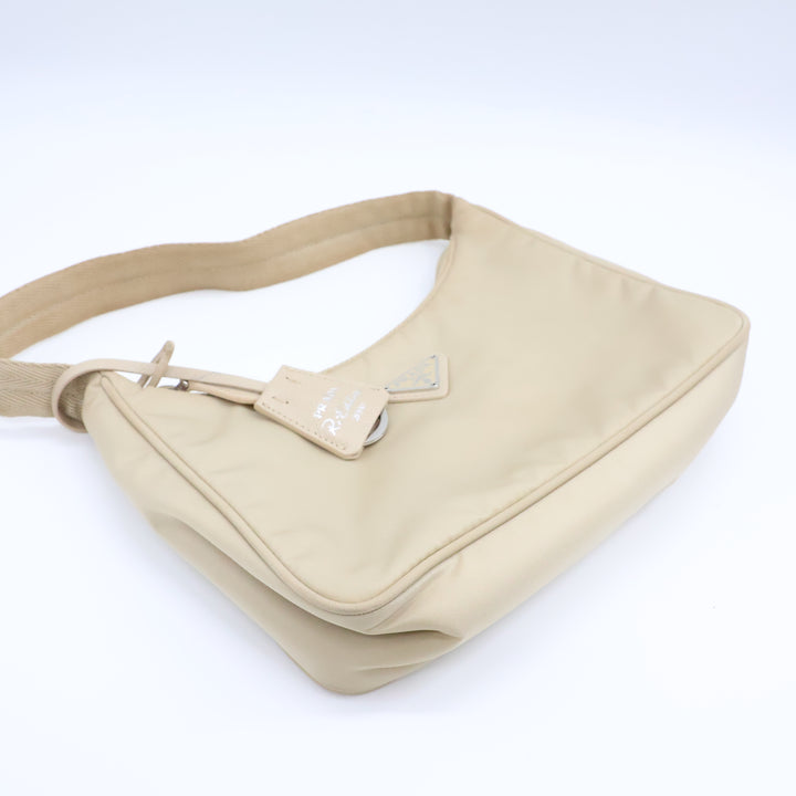 Prada Beige Nylon Re-Nylon Re-Edition 2000 Pochette Handbag
