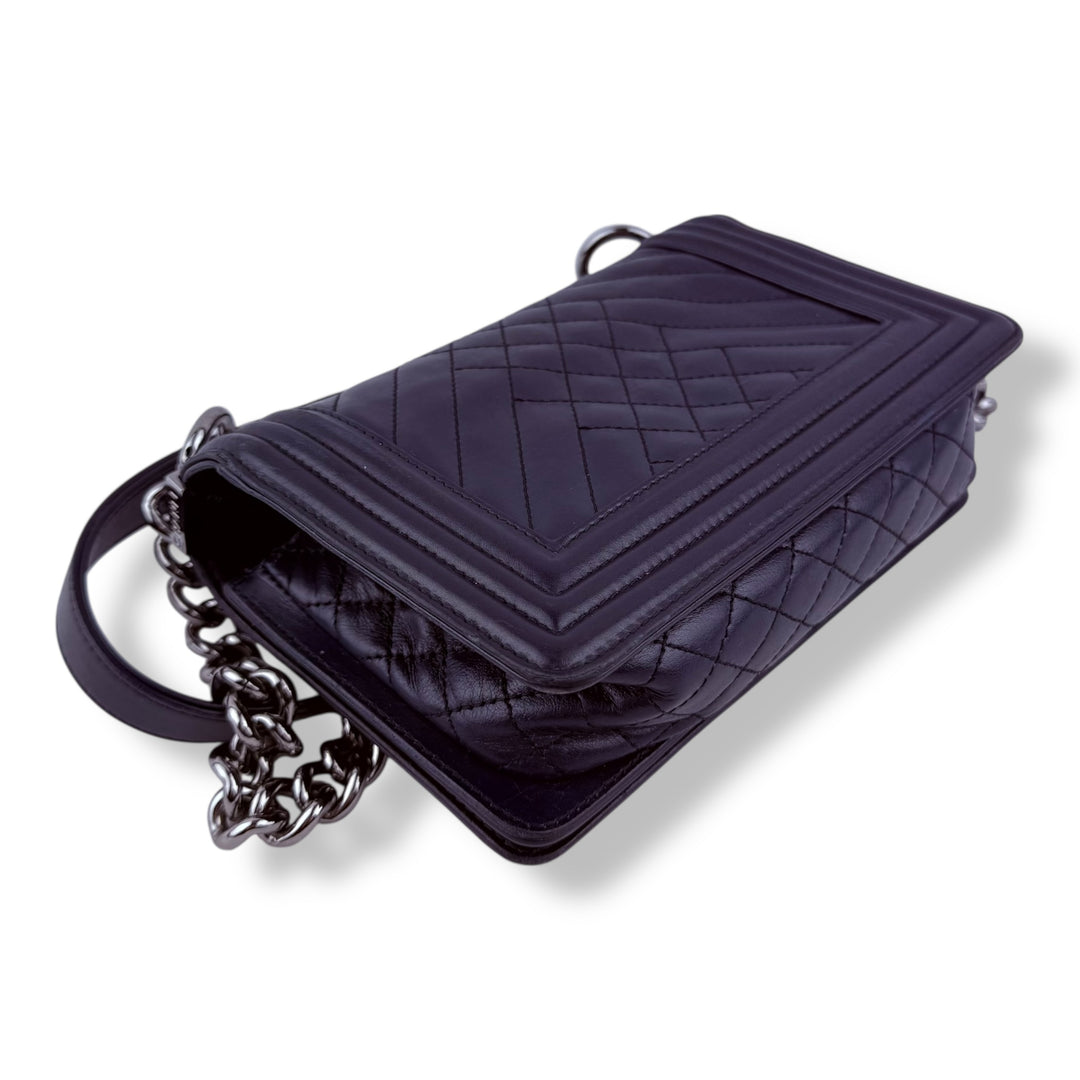 Chanel Navy Small Lambskin Boy Handbag