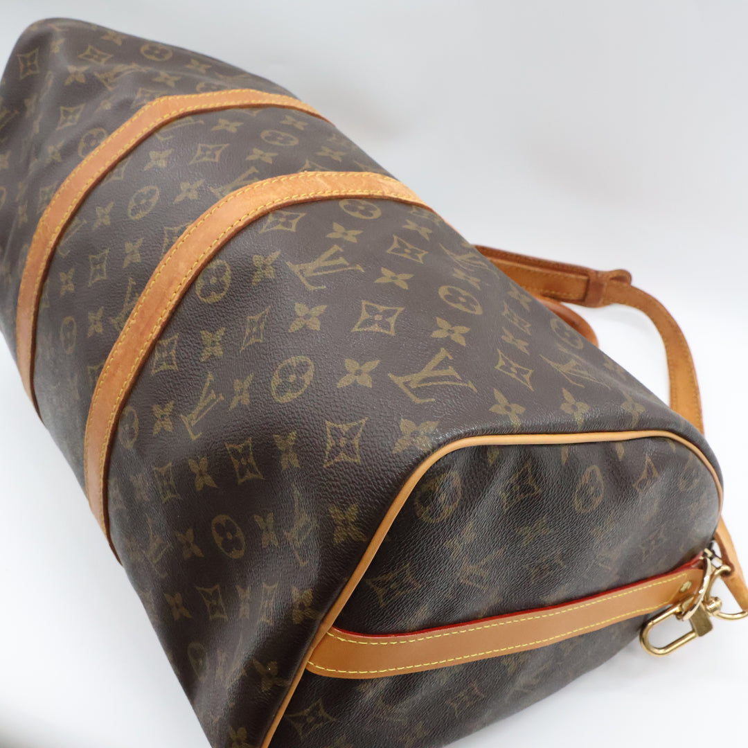 Louis Vuitton Bandouliere Vintage Brown Monogram 45 Keepall Duffle Bag