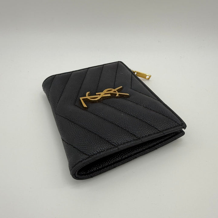 YSL Saint Laurent Black Cassandre Bifold Wallet