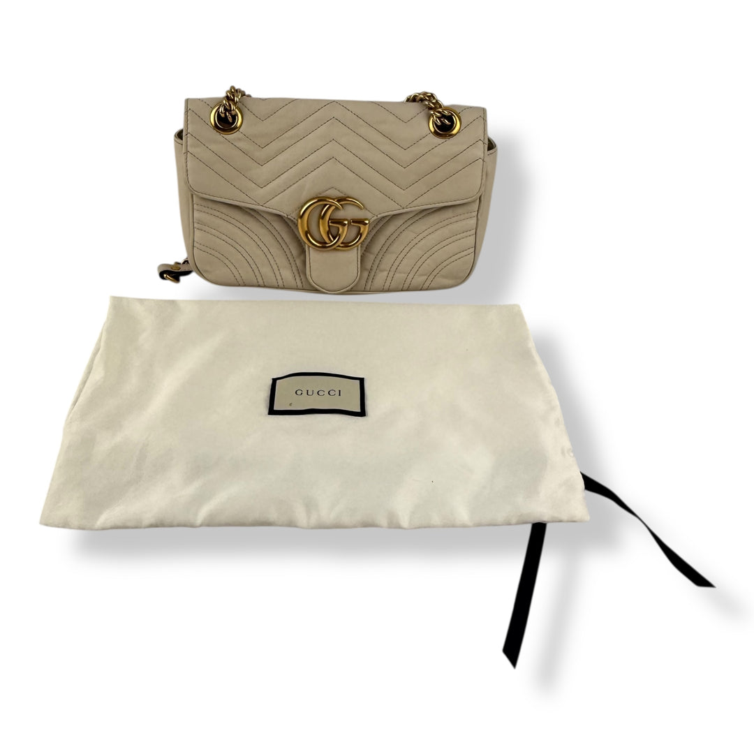 Gucci GG Marmont White Leather Small Handbag