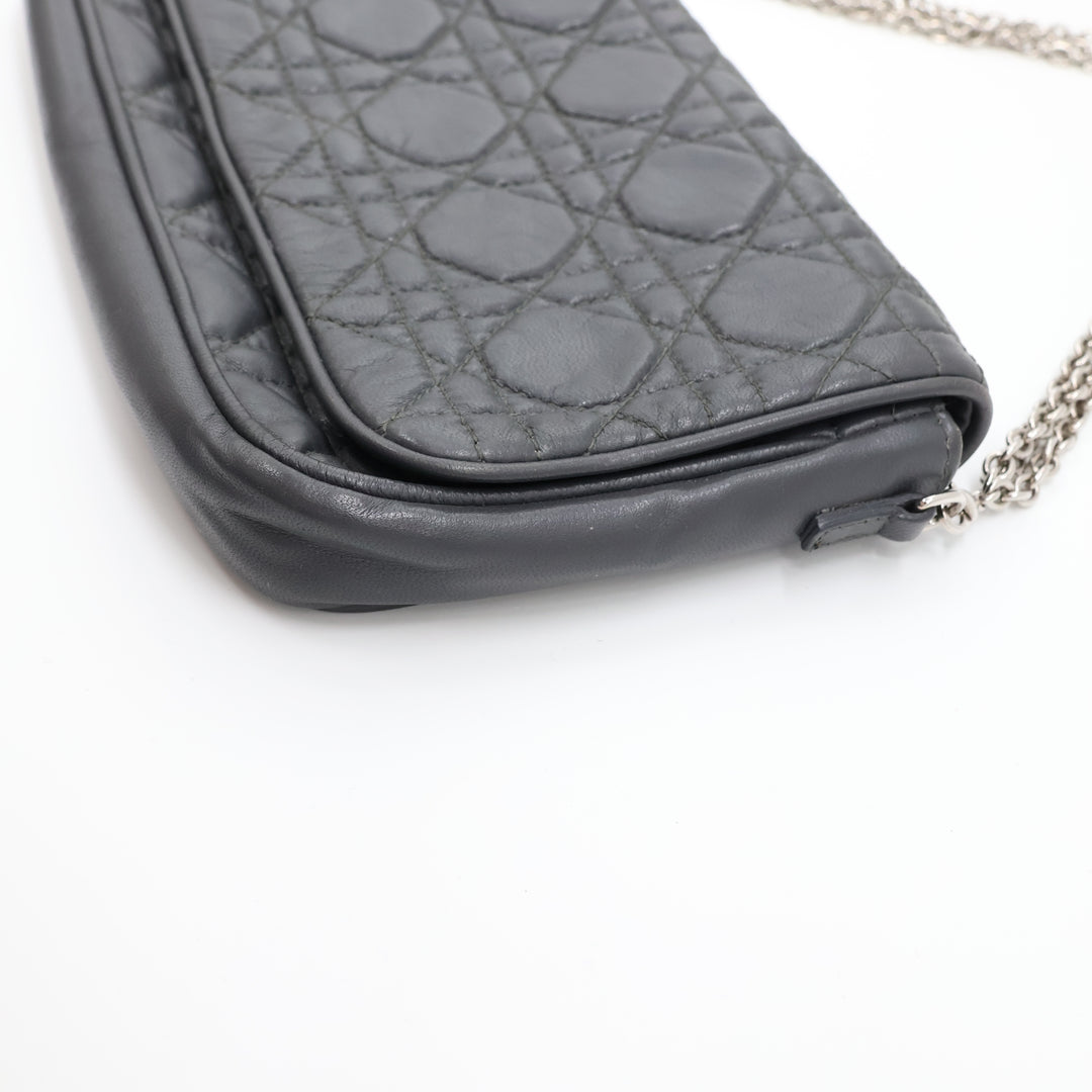 Dior Grey Quilted Wallet on Chain Pochette Bag