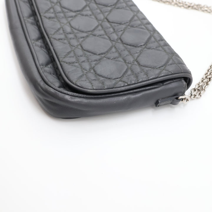 Dior Grey Quilted Wallet on Chain Pochette Bag