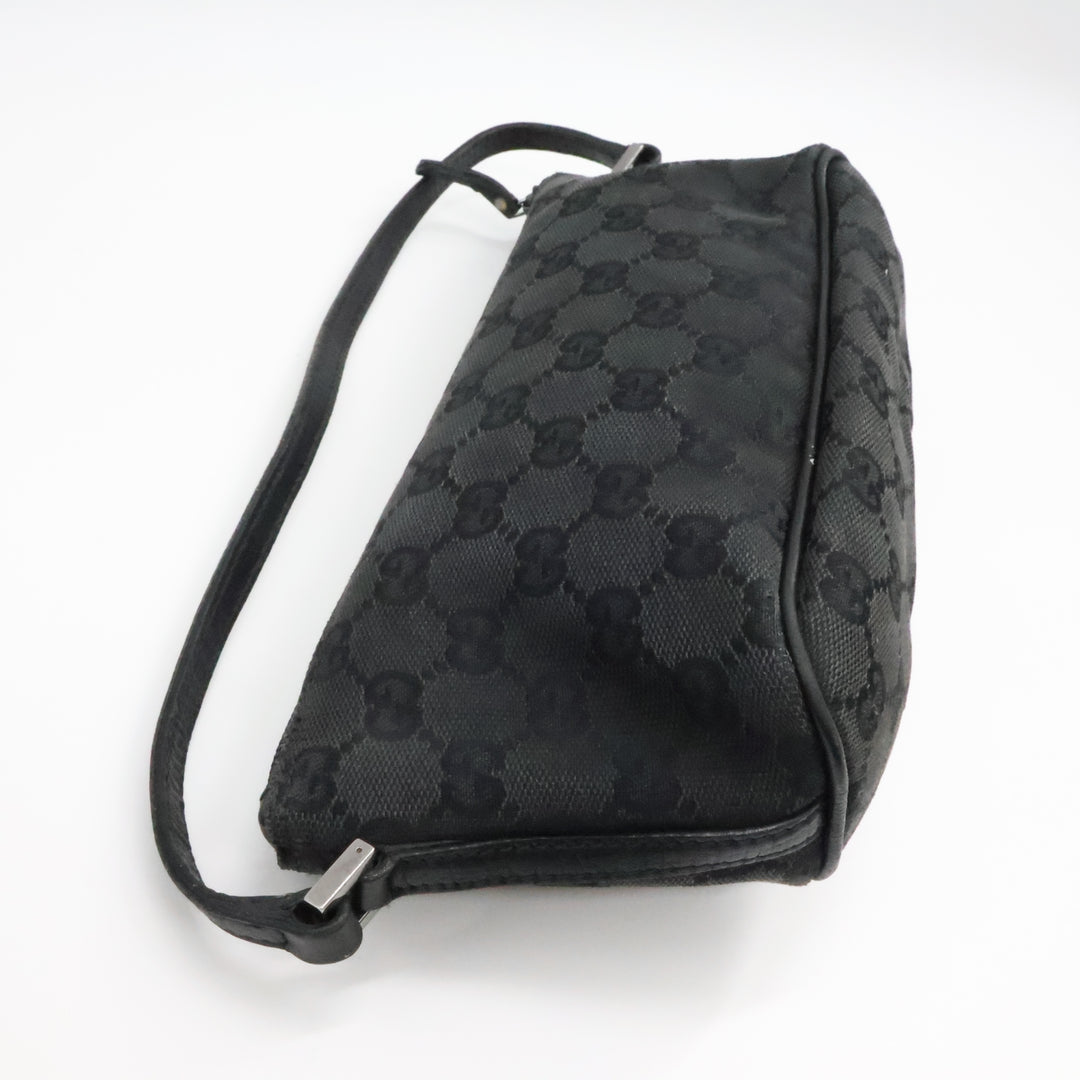 Gucci GG Supreme Black Boat Pochette Handbag