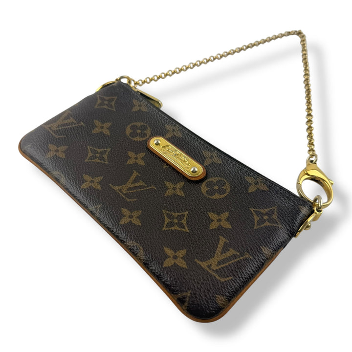 Louis Vuitton Milla MM Pochette Brown Monogram Wallet on Chain Handbag