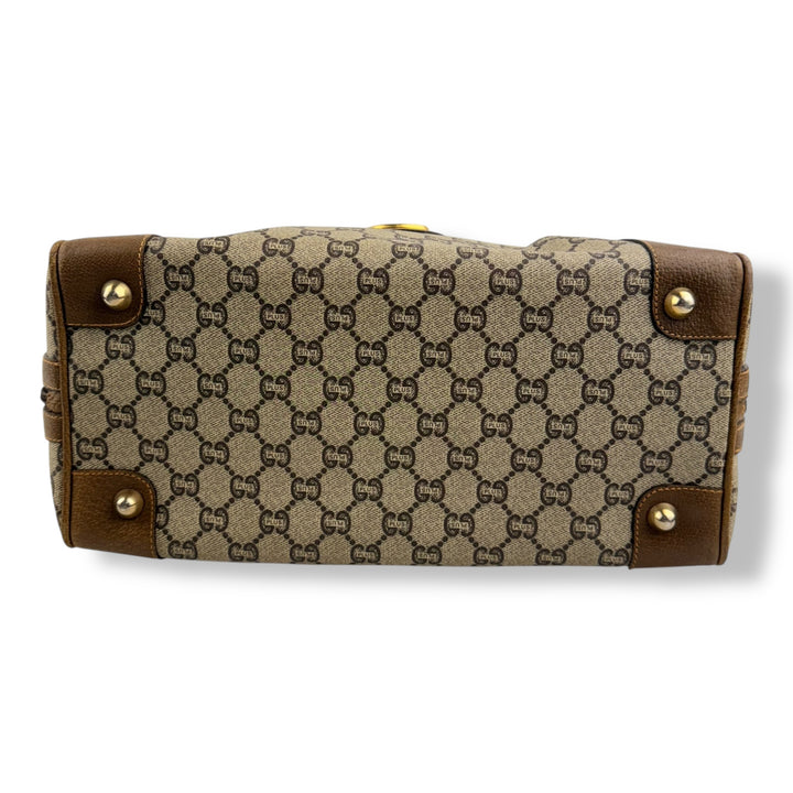 Gucci Beige GG Plus Monogram Boston Canvas Bag