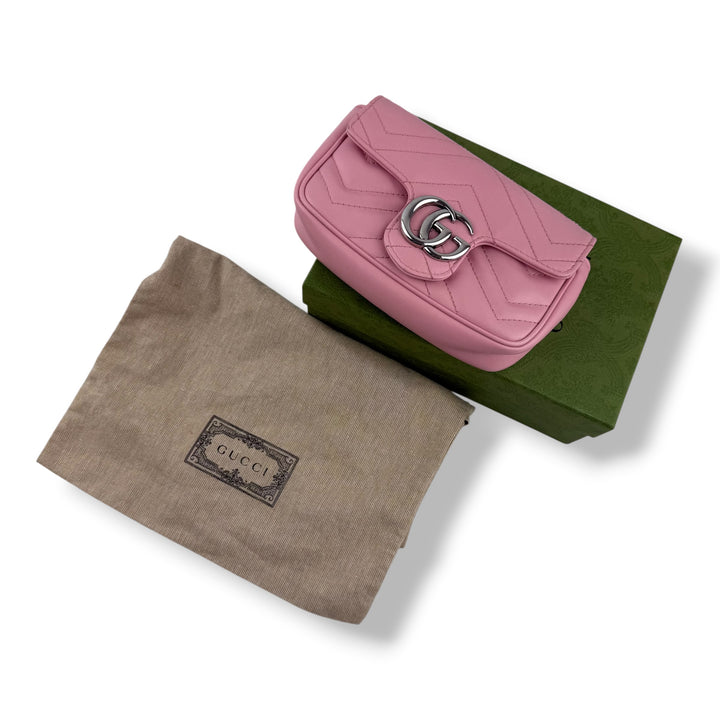 Gucci GG Marmont Pink Leather Super Mini Handbag