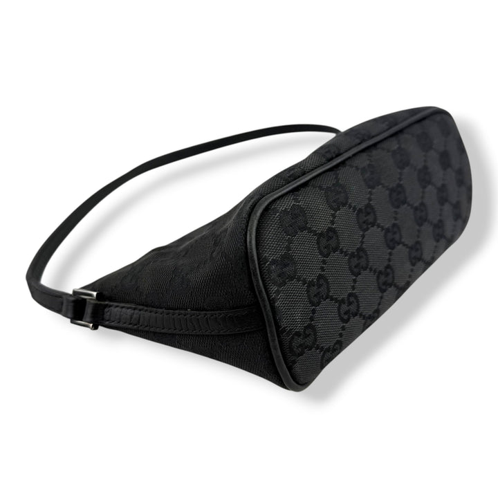 Gucci GG Supreme Black Boat Pochette Handbag