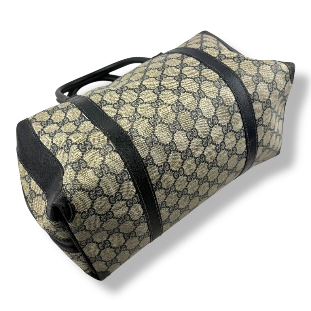 Gucci Beige/Navy Vintage GG Monogram Boston Canvas Bag