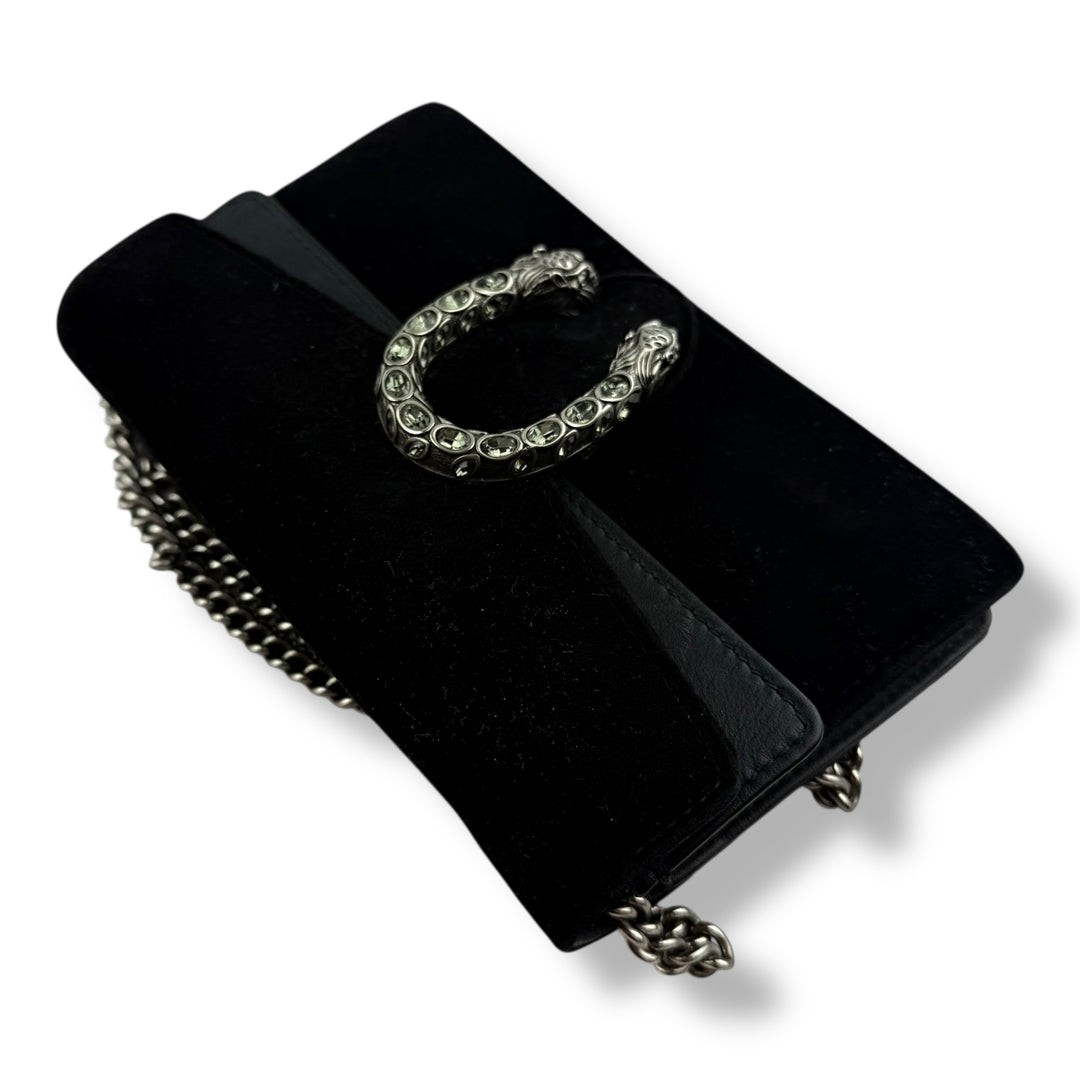 Gucci GG Dionysus Black Velvet Super Mini Handbag