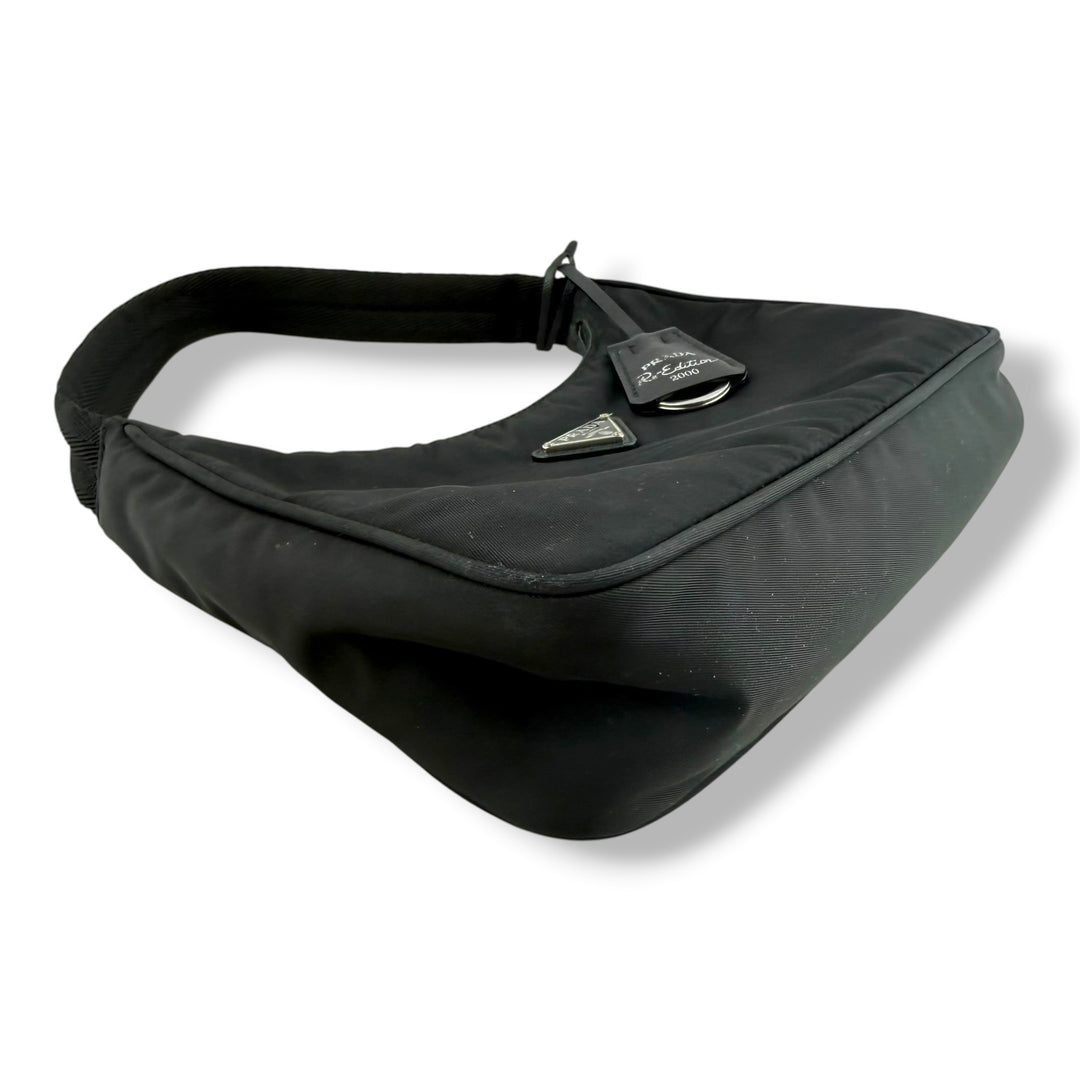 Prada Black Nylon Re-Edition Pochette Handbag