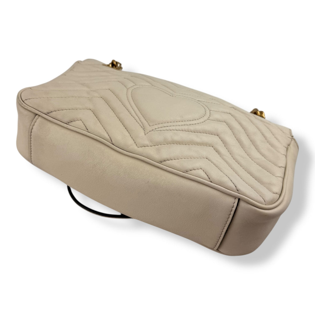 Gucci GG Marmont White Leather Small Handbag