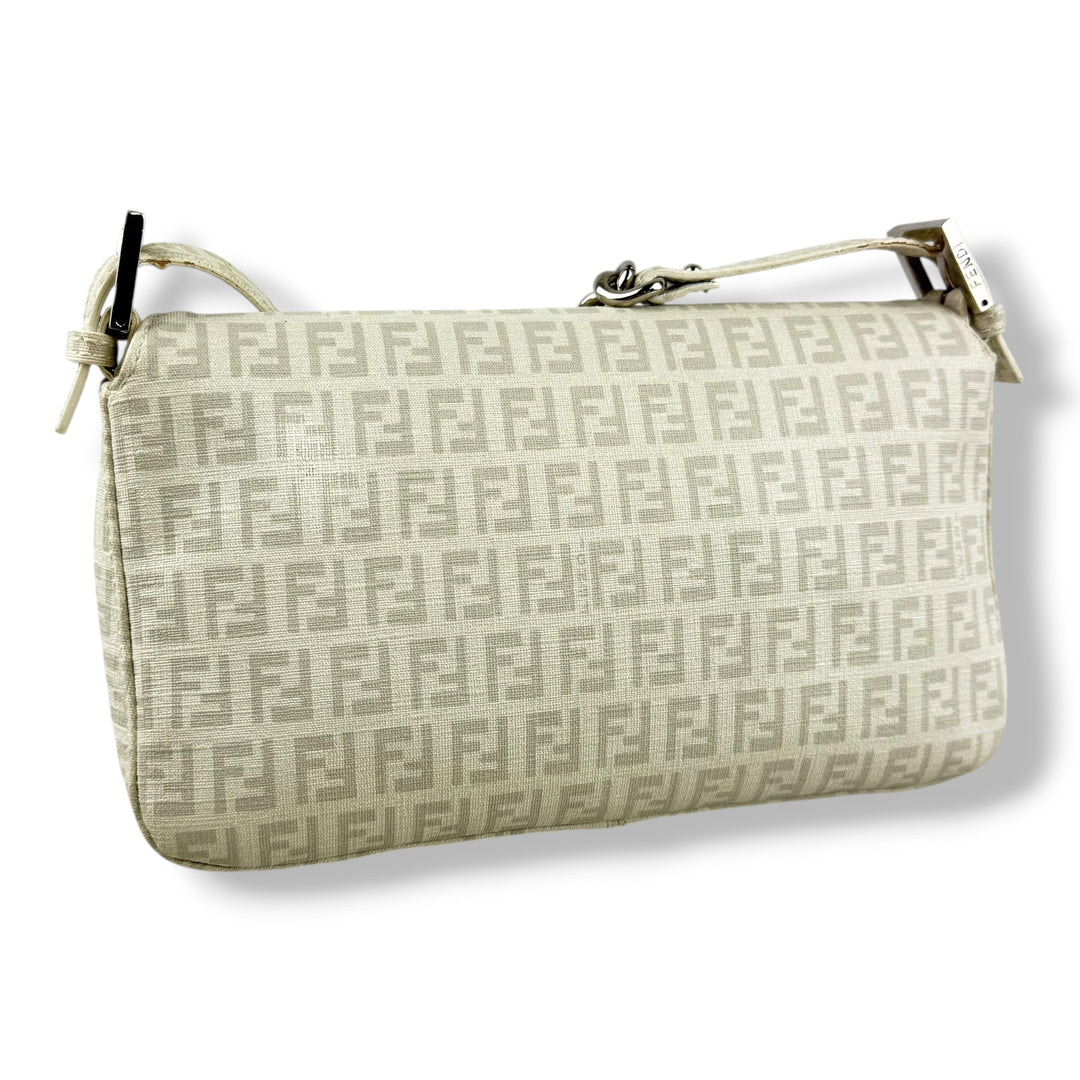 Fendi FF Zucchino Mamma Baguette Grey Handbag