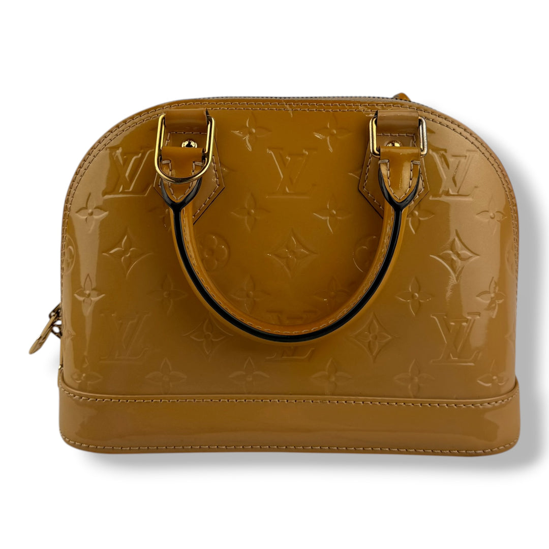 Louis Vuitton Alma BB Beige Vernis Patent Leather Monogram Handbag