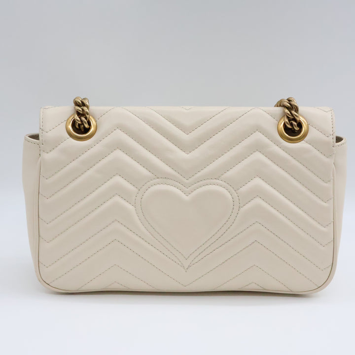 Gucci GG Marmont White Leather Small Handbag