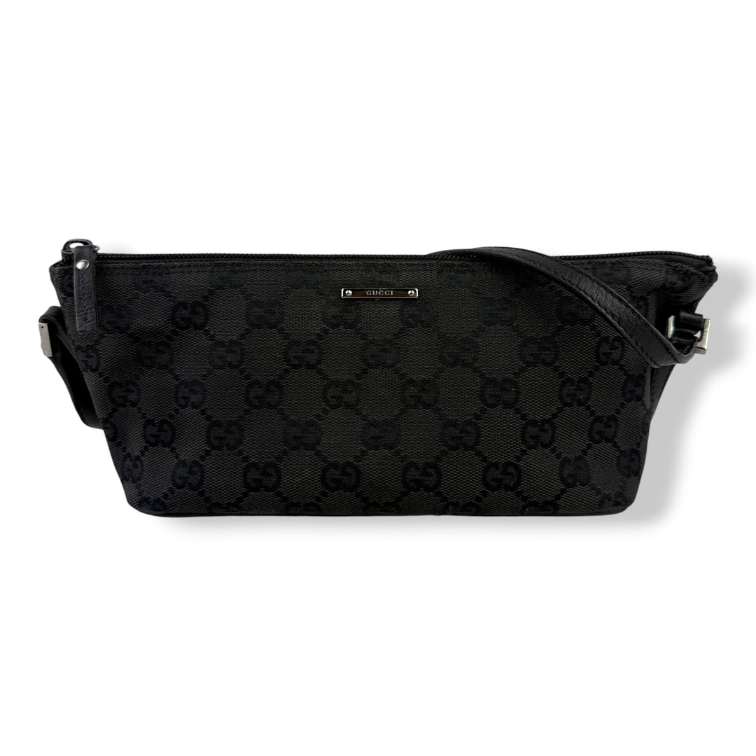 Gucci GG Supreme Black Boat Pochette Handbag