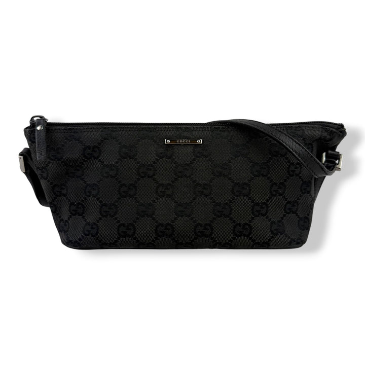 Gucci GG Supreme Black Boat Pochette Handbag
