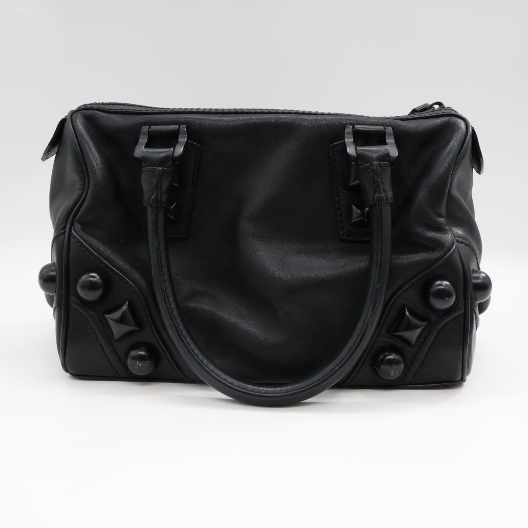 Burberry Black Leather Stud Bowling Bag