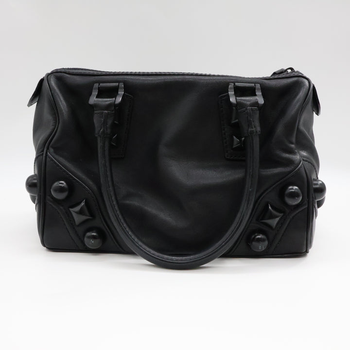 Burberry Black Leather Stud Bowling Bag