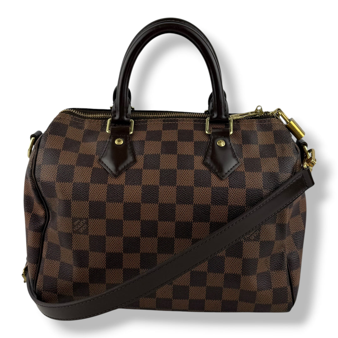 Louis Vuitton Damier Ebene Brown Speedy Bandouliere 25 Handbag