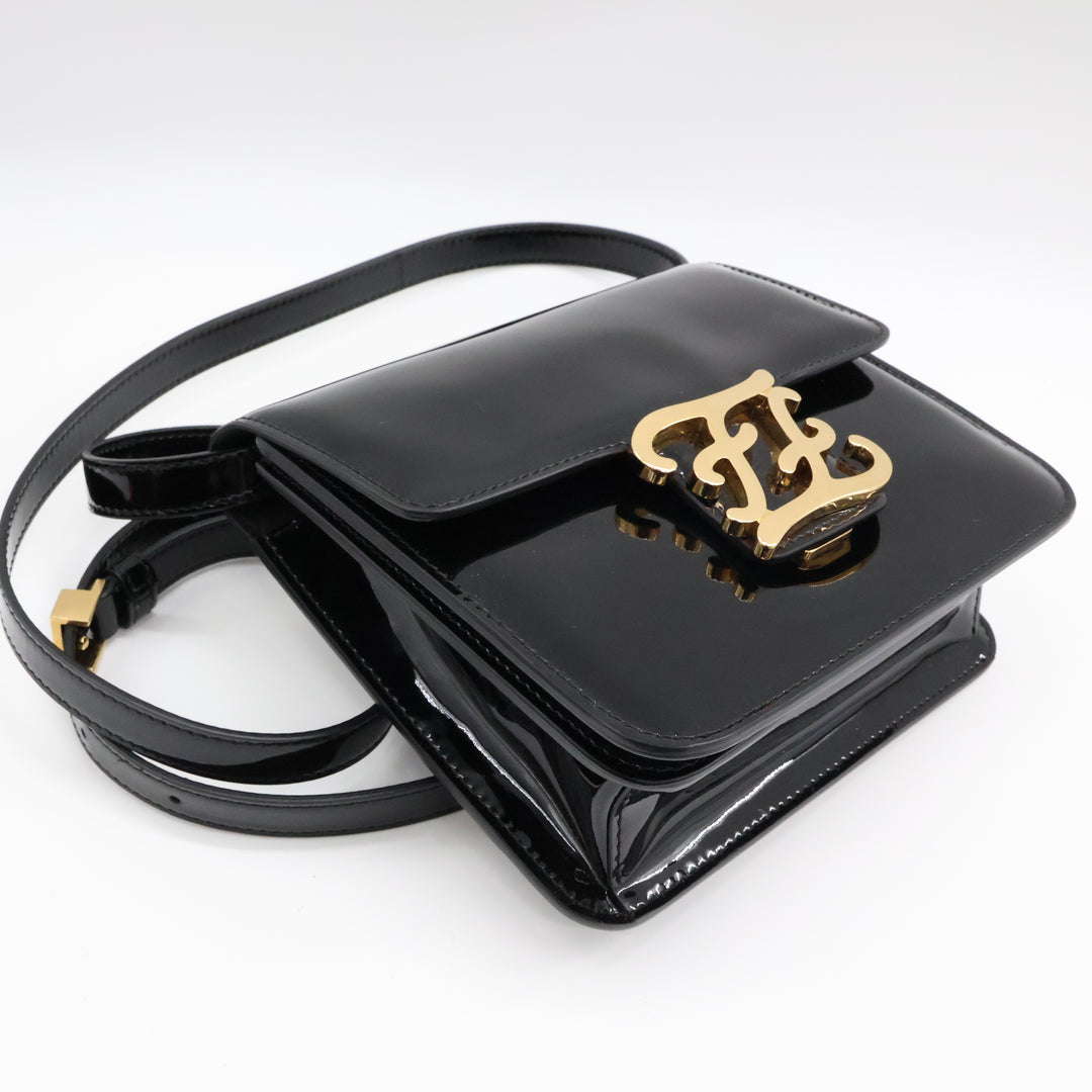 Fendi Black Patent Leather Karligraphy Crossbody Bag
