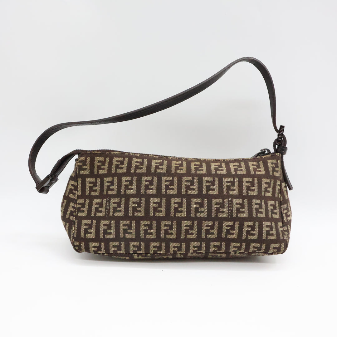 Fendi FF Zucchino Baguette Beige/Brown Handbag
