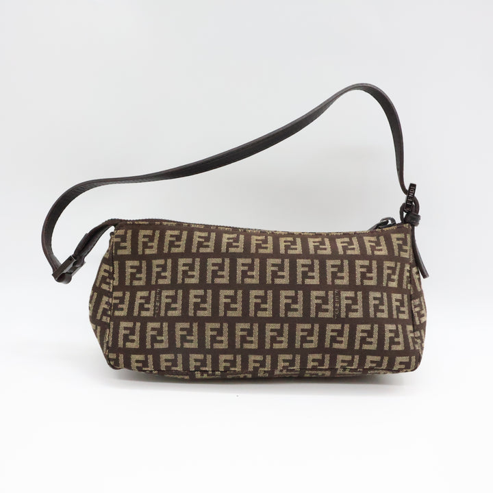 Fendi FF Zucchino Baguette Beige/Brown Handbag